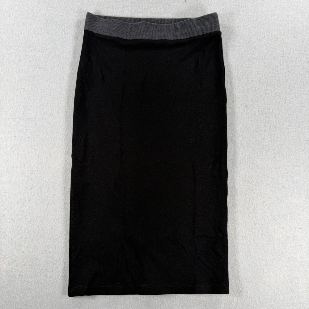 Y2k Zara Trafaluc Black Bodycon Pencil Skirt Grey Ribbed Waistband Medium